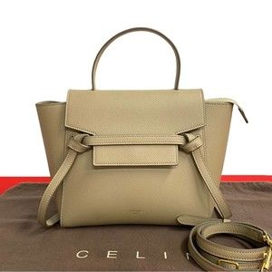 Celine Belt Bag Nano Leather 2way Mini Handbag Tote Bag Gray